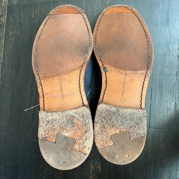 SOLD: Men’s Leather Allen Edmonds Bainbridge Navy Blue Cap Toe Oxfords Mens 7 E - Picture 6 of 9